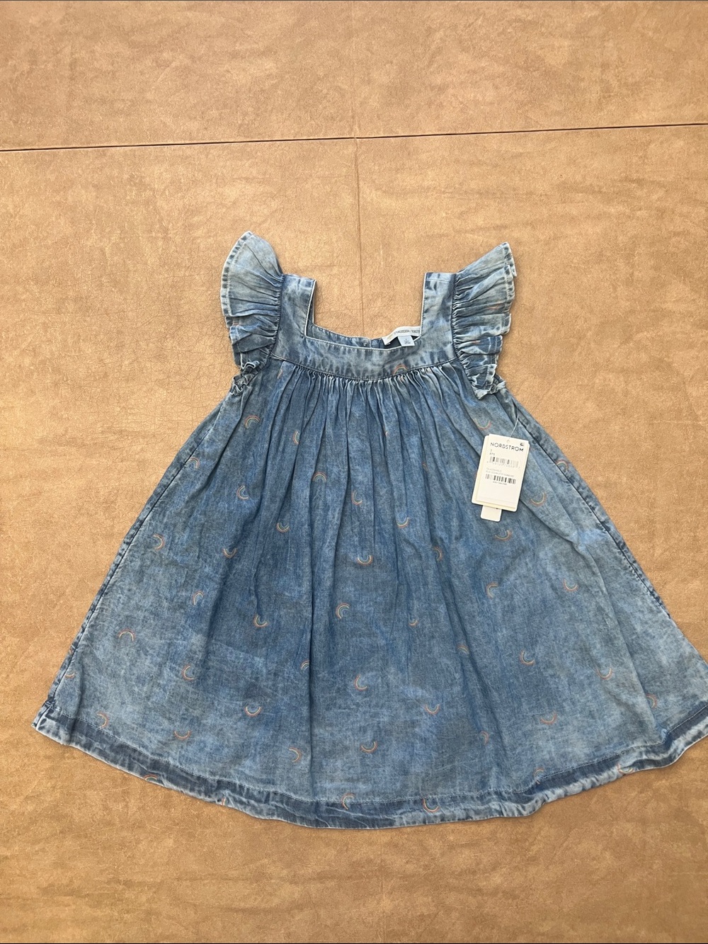 Tucker + Tate Girls Denim Dress 3T Rainbow Print NWT